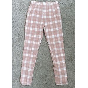 Pink and White Plaid Pants